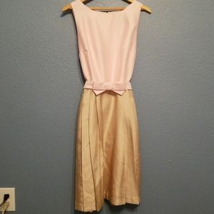 Pink and beige dress with bow belt